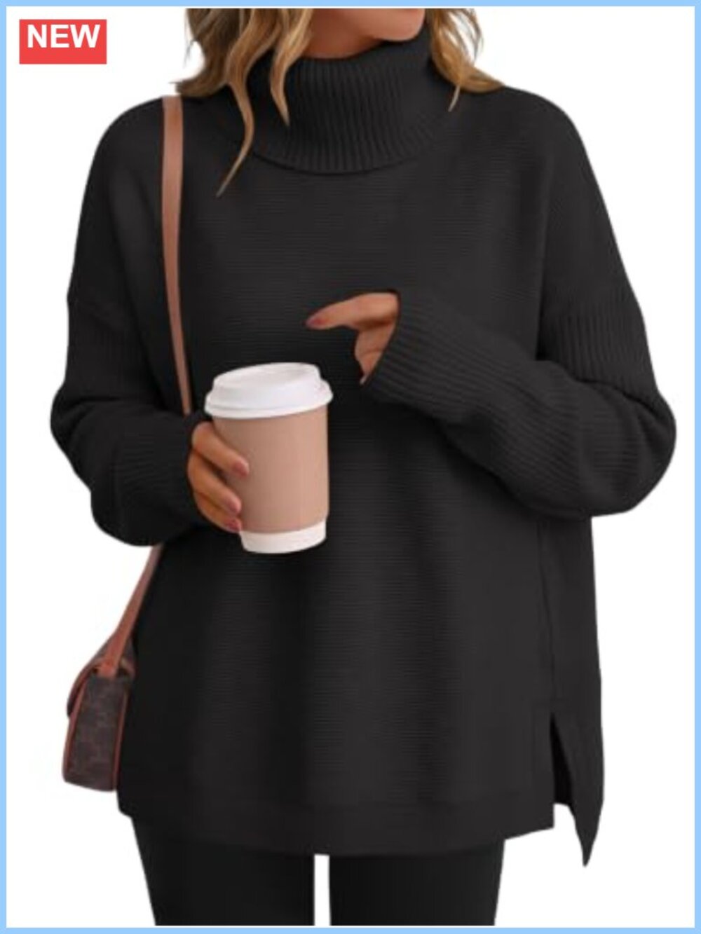 Turtleneck Oversized Sweater Viscose Blend Pullover